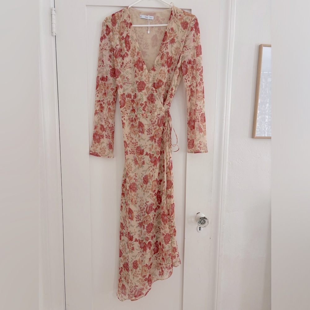 MANGO Wrap Dress Floral Long Sleeved